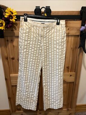 Express Editor Yellow and White Striped Pants
